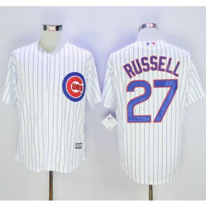 MLB Cubs 27 Addison Russell White Strip New Cool Base Men Jersey