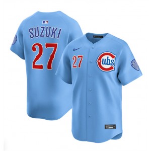 MLB Cubs 27 Seiya Suzuki Blue 2024-25 Alternate Nike Cool Base Men Jersey