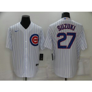 MLB Cubs 27 Seiya Suzuki White Nike Cool Base Men Jersey