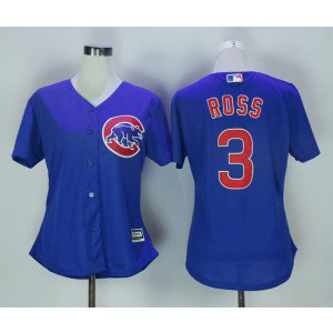 MLB Cubs 3 David Ross Blue New Cool Base Women Jersey