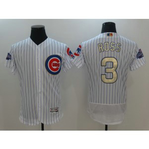 MLB Cubs 3 David Ross White 2017 Gold Program Flexbase Men Jersey