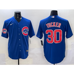 MLB Cubs 30 Kyle Tucker Blue Nike Cool Base Men Jersey
