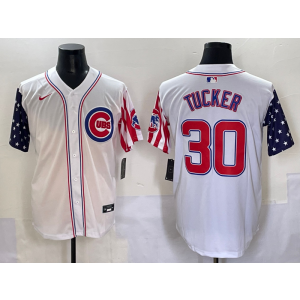 MLB Cubs 30 Kyle Tucker USA Flag Nike Cool Base Men Jersey 1