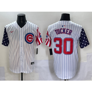 MLB Cubs 30 Kyle Tucker White Nike Cool Base Men Jersey 1