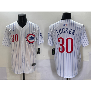 MLB Cubs 30 Kyle Tucker White Nike Cool Base Men Jersey