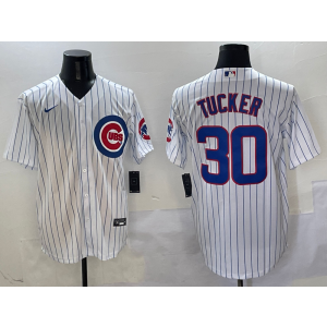 MLB Cubs 30 Kyle Tucker White Nike Cool Base Men Jersey