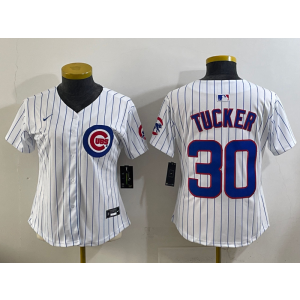 MLB Cubs 30 Kyle Tucker White Nike Cool Base Women Jersey