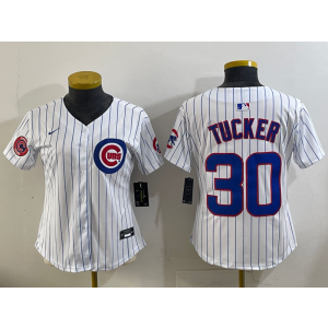 MLB Cubs 30 Kyle Tucker White Nike Cool Base Youth Jersey