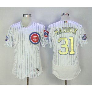 MLB Cubs 31 Greg Maddux White 2017 Gold Program Flexbase Men Jersey