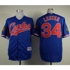 MLB Cubs 34 Jon Lester Blue 1994 Turn Back The Clock Men Jersey