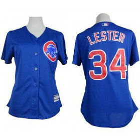 MLB Cubs 34 Jon Lester Blue Alternate Women Jersey