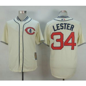 MLB Cubs 34 Jon Lester Cream 1929 Turn Back The Clock Men Jersey