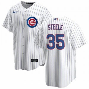 MLB Cubs 35 Justin Steele White Nike Cool Base Men Jersey