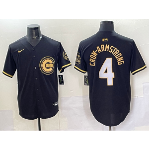 MLB Cubs 4 Pete Crow-Armstrong Black Gold Nike Cool Base Men Jersey