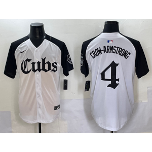 MLB Cubs 4 Pete Crow-Armstrong Black White Nike Cool Base Men Jersey