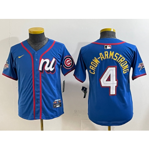 MLB Cubs 4 Pete Crow-Armstrong Blue National League 2025 All Star Nike Cool Base Youth Jersey