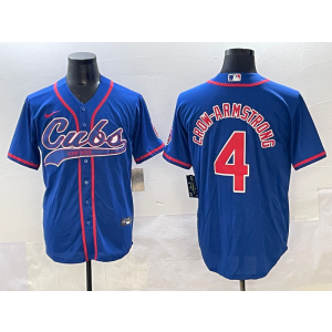 MLB Cubs 4 Pete Crow-Armstrong Blue Nike Cool Base Men Jersey