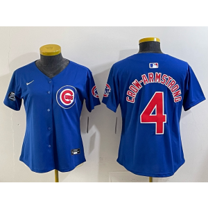 MLB Cubs 4 Pete Crow-Armstrong Blue Nike Cool Base Women Jersey