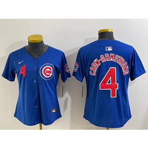 MLB Cubs 4 Pete Crow-Armstrong Blue Nike Cool Base Youth Jersey