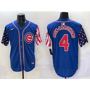MLB Cubs 4 Pete Crow-Armstrong Blue USA Flag Nike Cool Base Men Jersey