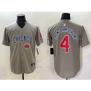 MLB Cubs 4 Pete Crow-Armstrong Grey Nike Cool Base Men Jersey