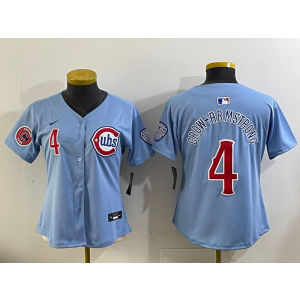 MLB Cubs 4 Pete Crow-Armstrong Light Blue Nike Cool Base Women Jersey