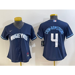 MLB Cubs 4 Pete Crow-Armstrong Navy Nike Cool Base Women Jersey