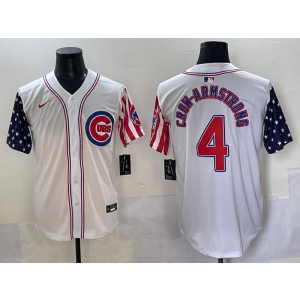 MLB Cubs 4 Pete Crow-Armstrong White USA Flag Nike Cool Base Men Jersey