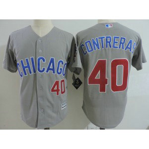 MLB Cubs 40 Willson Contreras Grey New Cool Base Men Jersey
