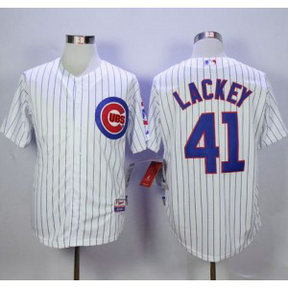 MLB Cubs 41 John Lackey White Cool Base Men Jersey