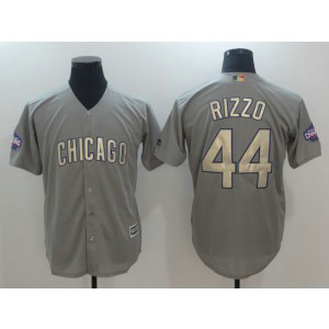 MLB Cubs 44 Anthony Rizzo Grey Gold Cool Base Men Jersey