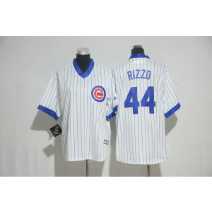MLB Cubs 44 Anthony Rizzo White Cooperstown Cool Base Men Jersey