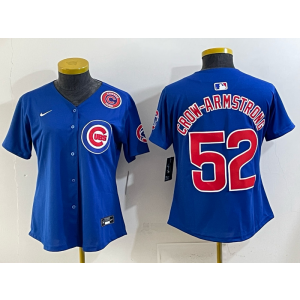 MLB Cubs 52 Pete Crow-Armstrong Blue Nike Cool Base Women Jersey