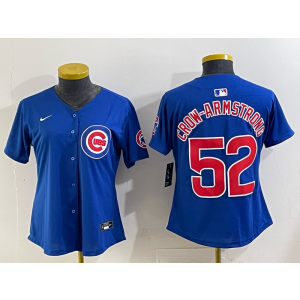 MLB Cubs 52 Pete Crow-Armstrong Blue Nike Cool Base Youth Jersey
