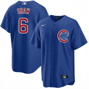 MLB Cubs 6 Shawn Blue Nike Cool Base Men Jersey