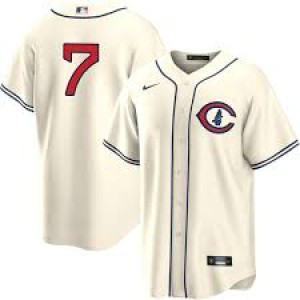 MLB Cubs 7 Dansby Swanson Cream Nike Cool Base Men Jersey