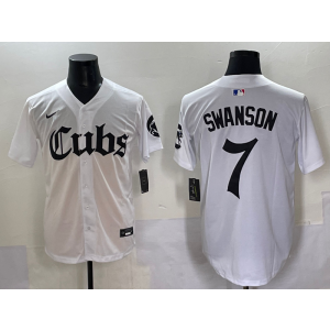 MLB Cubs 7 Dansby Swanson New White Nike Cool Base Men Jersey