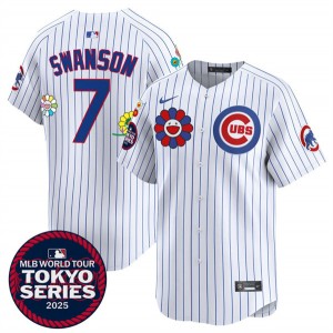 MLB Cubs 7 Dansby Swanson White 2025 Tokyo Series Nike Cool Base Men Jersey