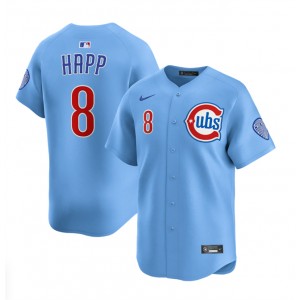 MLB Cubs 8 Ian Happ Blue 2024-25 Alternate Nike Cool Base Men Jersey