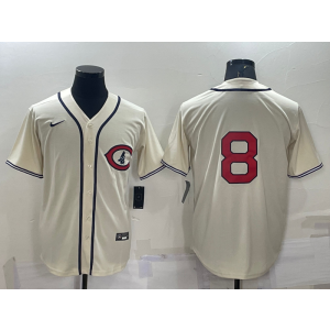 MLB Cubs 8 Ian Happ Cream 2022 Field of Dreams Cool Base Men Jersey