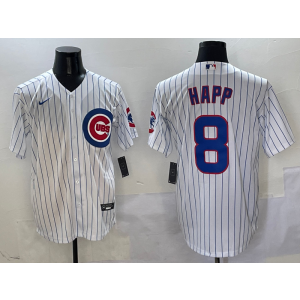 MLB Cubs 8 Ian Happ White Nike Cool Base Men Jersey