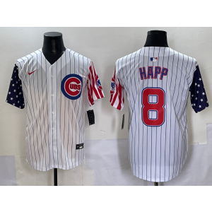 MLB Cubs 8 Ian Happ White Nike Cool Base Men Jersey
