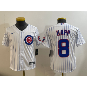 MLB Cubs 8 Ian Happ White Nike Cool Base Youth Jersey