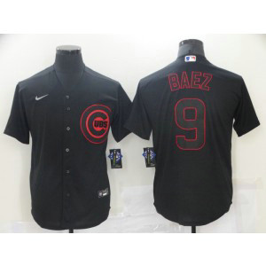 MLB Cubs 9 Javier Baez Black Nike Cool Base Men Jersey