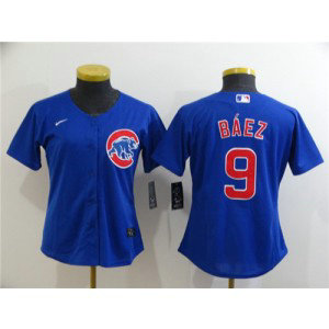MLB Cubs 9 Javier Baez Blue 2020 Nike Cool Base Women Jersey