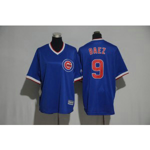 MLB Cubs 9 Javier Baez Blue Cooperstown Cool Base Men Jersey