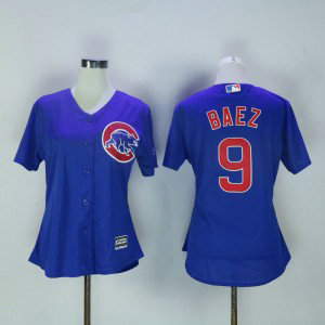 MLB Cubs 9 Javier Baez Blue New Cool Base Women Jersey