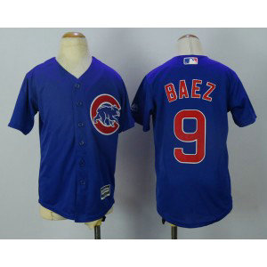MLB Cubs 9 Javier Baez Blue New Cool Base Youth Jersey
