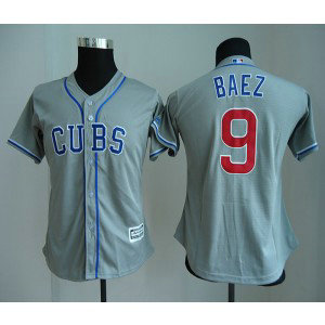 MLB Cubs 9 Javier Baez Gray Cool Base Women Jersey