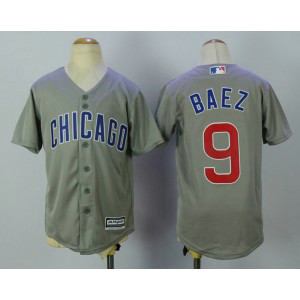 MLB Cubs 9 Javier Baez Grey New Cool Base Youth Jersey